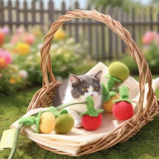 Игрушка-веревка с кошачьей мятой в форме фруктов Интерактивная игрушка-дразнилка для кошек с колокольчиком Мягкие помидоры Игрушка-грызун для кошек для игры и тренировок в помещении