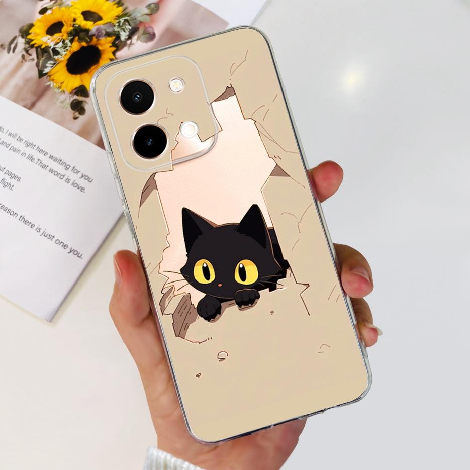 Для Vivo Y28 4G Чехол V2352 Милый Кот Панда Расписная Крышка Мягкий Силиконовый Чехол для Телефона Для Vivo Y28 Y 28 VivoY28 4G Funda 6.68'' Coque