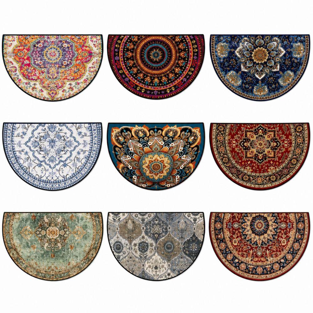 Boho Half Round Doormat Floral Pattern Floor Mat High Quality Welcome Rugs Indoor Outdoor
