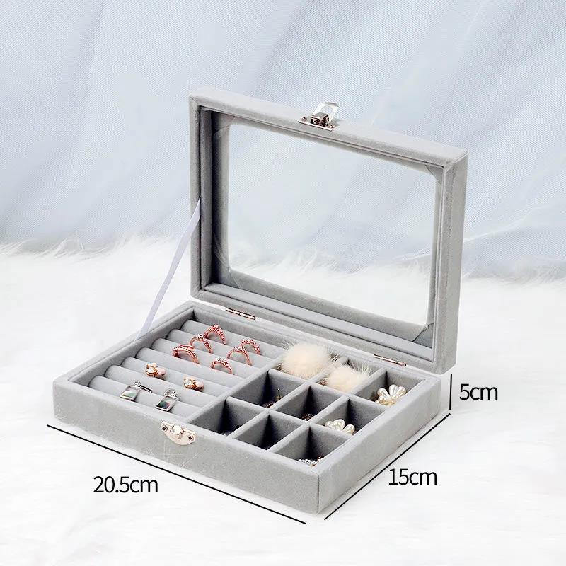 Jewelry Storage Box Dust-proof Transparent Large-capacity Hand Jewelry Stud Necklace Portable Exquisite Display Jewelry Box