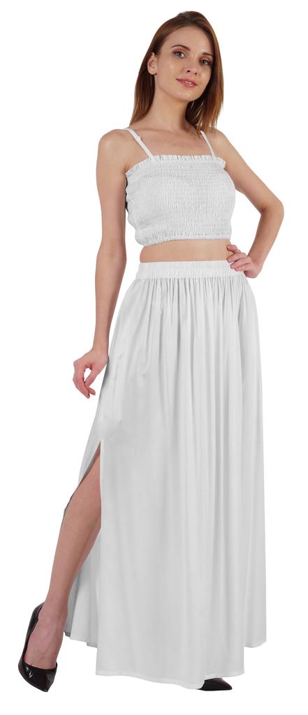 Bimba Летняя одежда для вечеринок Сексуальное платье из 2 предметов для женщин: укороченный топ и длинная юбка, комплект W