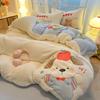 Мультяшный шениловый вышитый флисовый комплект постельного белья из овечьей шерсти - Пододеяльник и Простыня