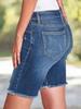 Women's Ripped Skinny Denim Shorts - Stylish Washed Denim, Perfect Fit