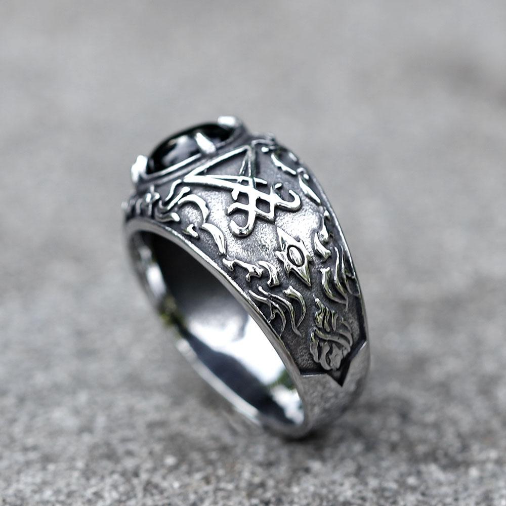 2026 NEW Men's 316L Stainless-steel Rings Vintage Lucifer Satan Punk Rock Personality Religion Jewelry Gift Free Shipping