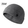 Unisex Knitted Hat Autumn Winter Warm Men Women Solid Color Exquisite Weaving Ribbed Beanies Outdoor Windproof Thick Hiking Cycling Brimless Knitting