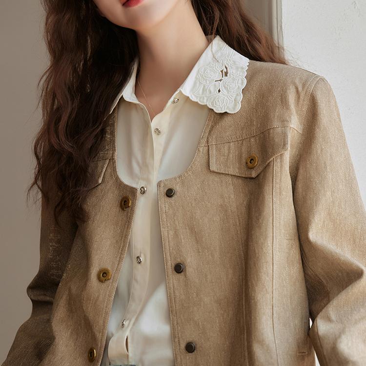 Mishow Women's Jacket 2023 Autumn Korean Style Straight V-neck Long Sleeve Pockets Casual Loose Vintage Female Coat MXC41W0054