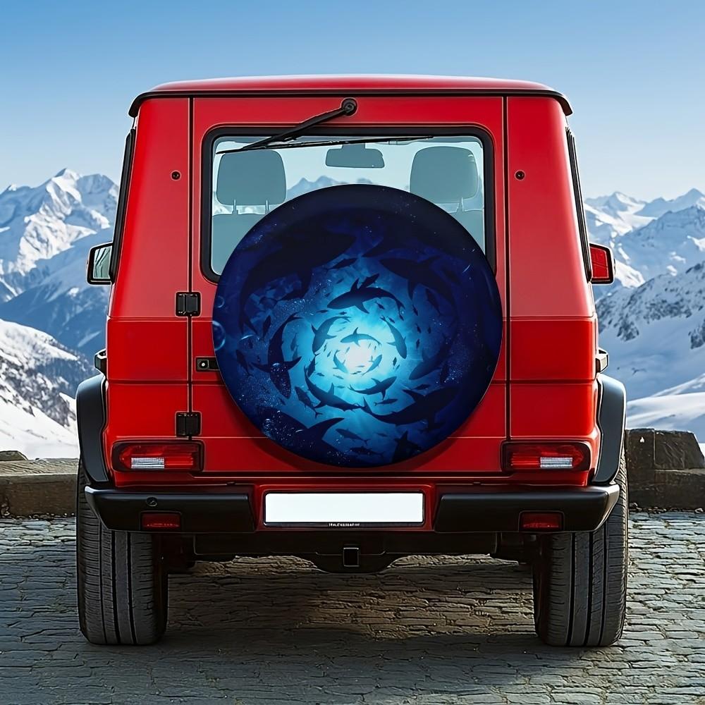 Deep Sea Shark Vortex Spare Tire Cover Durable Polyester SUV Trailer Wheel Protector