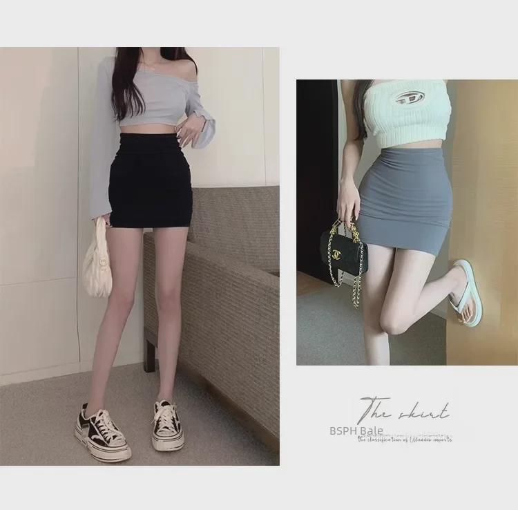 Узкая юбка А-силуэта с высокой талией в стиле Хепберн для женщин - весенняя коллекция 2024 года в черном цвете