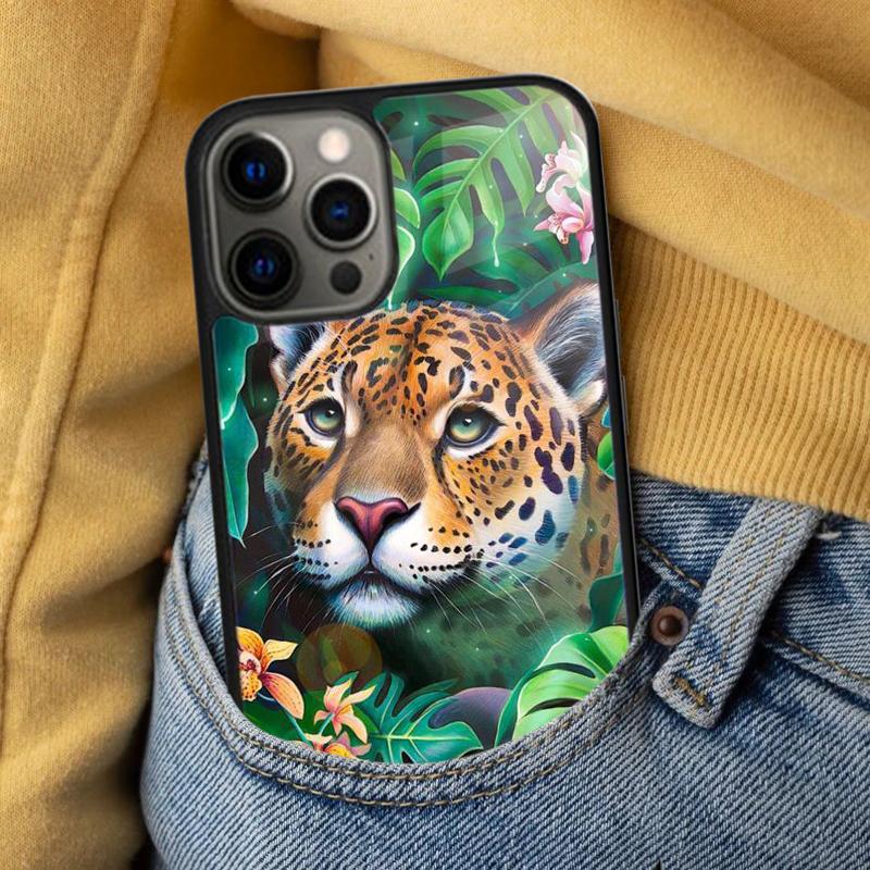 Роскошный Мягкий Чехол для Телефона с Рисунком Тигра и Леопарда для iPhone 17 Air 16e Pro max 15 Pro 13 14 Plus 11 12 Магнитный MagSafe Coque