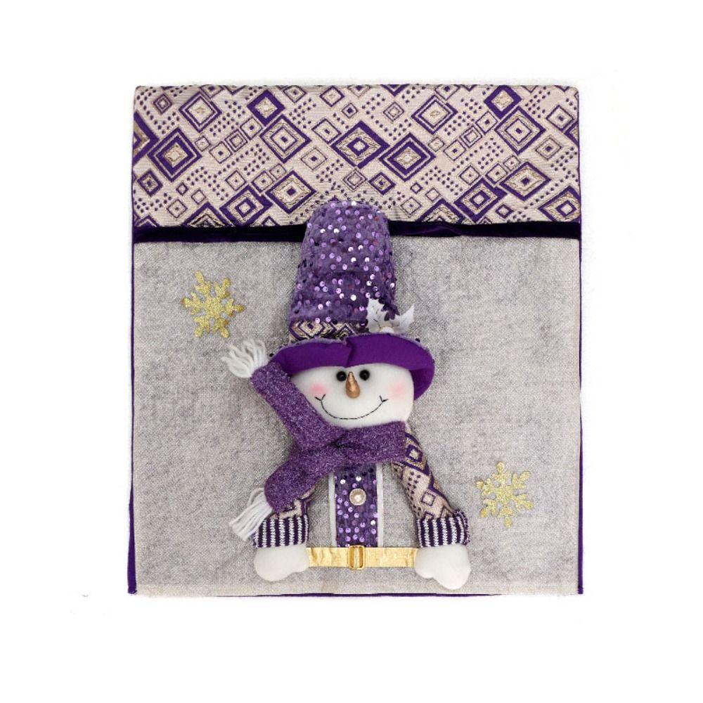 Reusable Cartoon Christmas Chair Cover Soft Stretch Seat Protector Purple Glitter Christmas Table Decor Home Decoration
