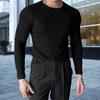 Весна Осень Мужской Фитнес Топ Slim Fit Круглый Вырез Эластичный Длинные Рукава