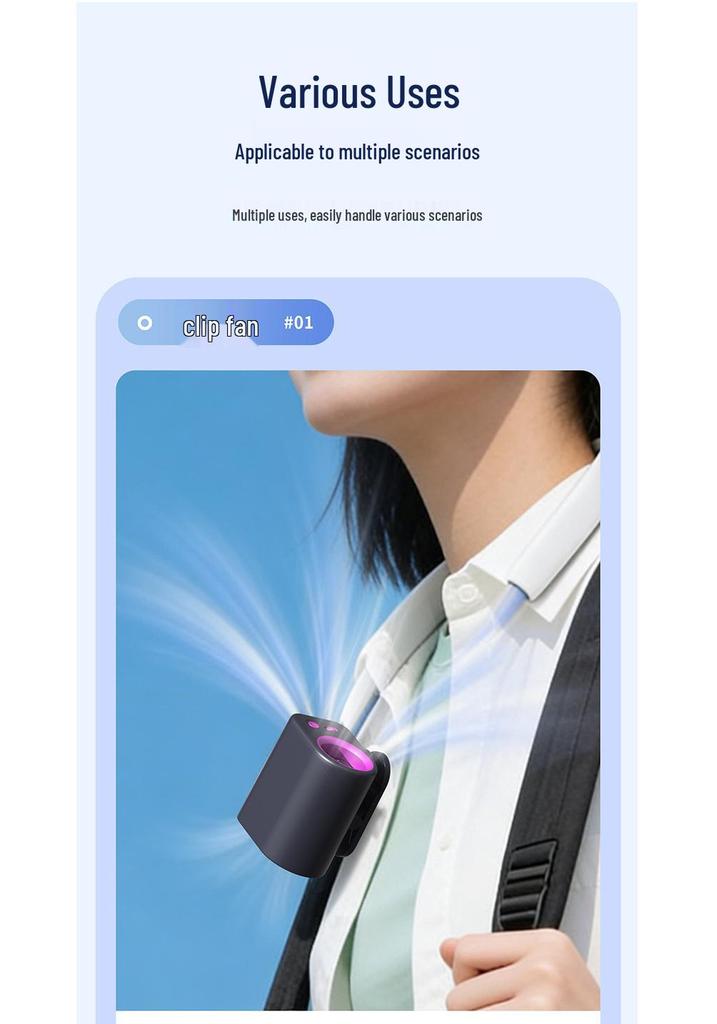 Мини-портативный USB-вентилятор с клипсой и цифровым дисплеем