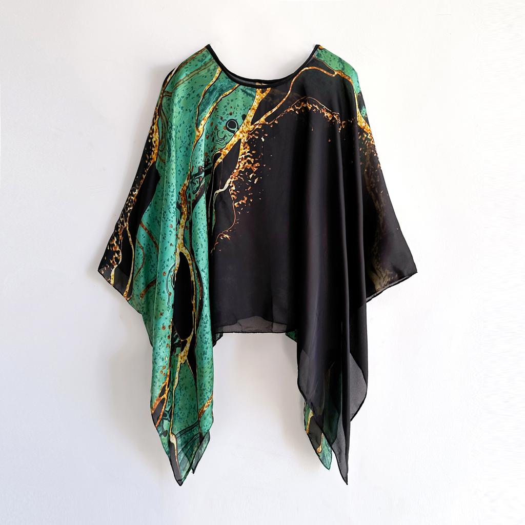 Шали Летний Пляжный Сексуальный Женский Модный Принт Шифон Свободная Блузка Солнцезащитный Комфортный Пончо Горячий