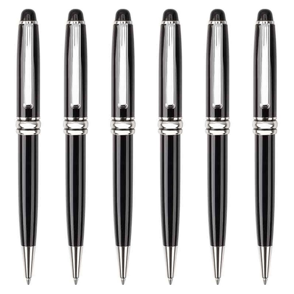 6 шт. шариковых ручек, шариковые ручки с черными чернилами, офисные ручки, гладкие ручки для письма, металлическая ручка для подписи, школьные канцелярские принадлежности