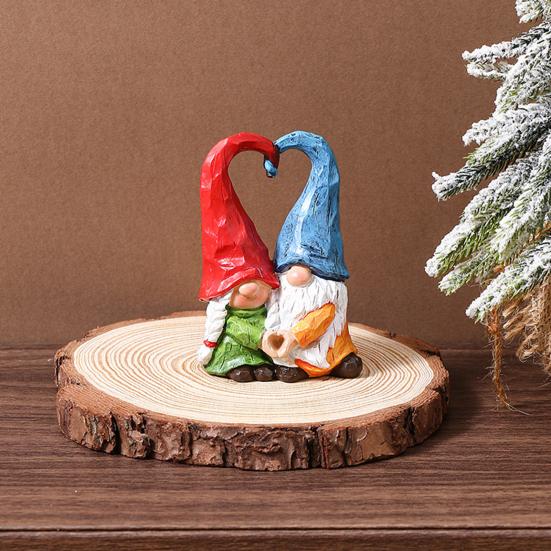 Пара гномов Орнамент Любовь Сердце Поцелуй Безликий Гном Статуэтка Смола