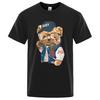 Gentleman Tech Control Teddy Bear Men Short Sleeves Fashion Casual T-Shirts Breathable Cotton Tees Street Tshirt Men's