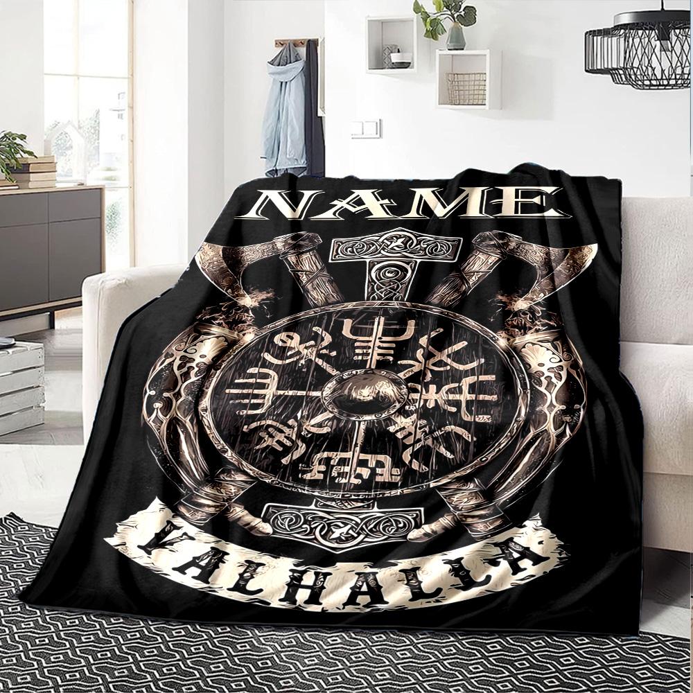 Customiz Name Personality Viking Sign Blanket Soft &Warm Sofa Office Bed Travel Lunch Break Blanket, Gift Suitable All Seasons