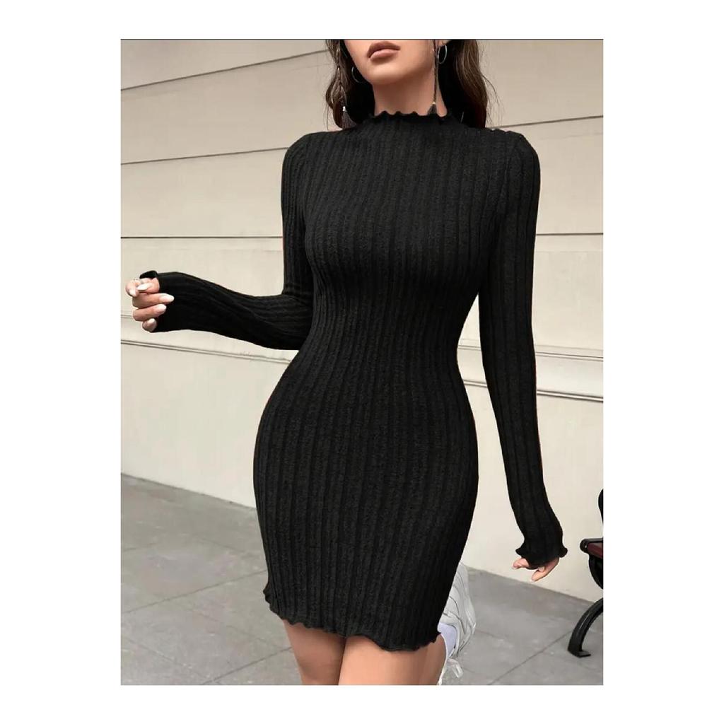 Женское платье с высоким воротником, трендовое, из вельвета и лайкры, хлопок, сезонное и зимнее