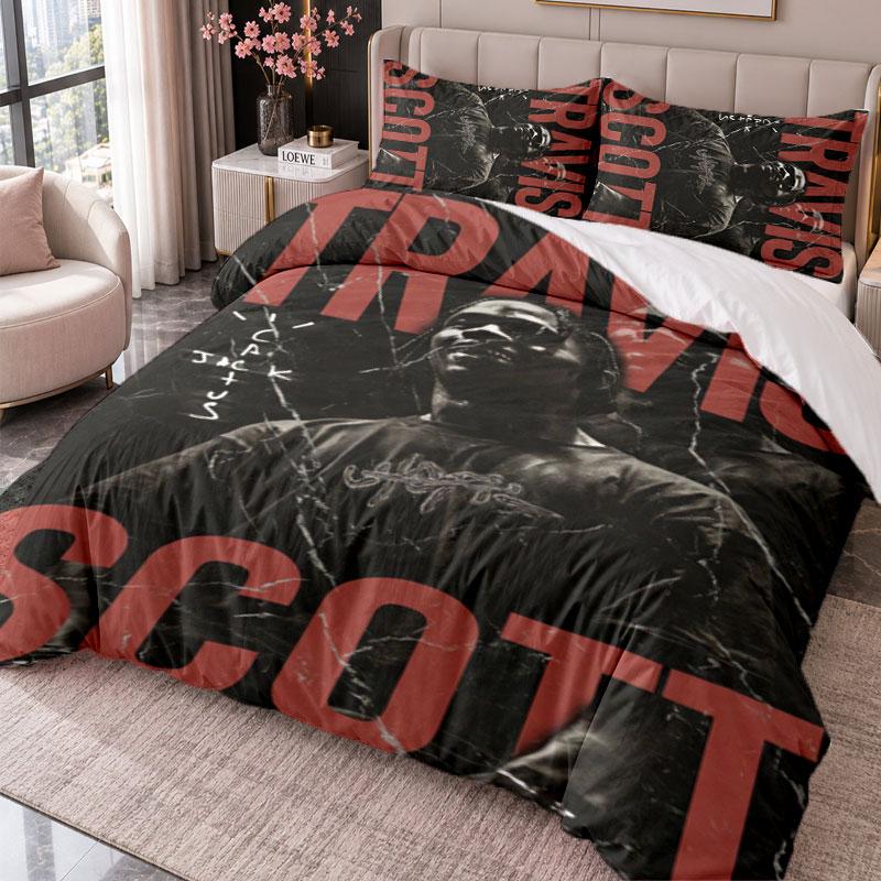 Travis Scott 3Pcs Bedding Set Duvet Cover With Two Pillowcases For Bedroom Home Decoration