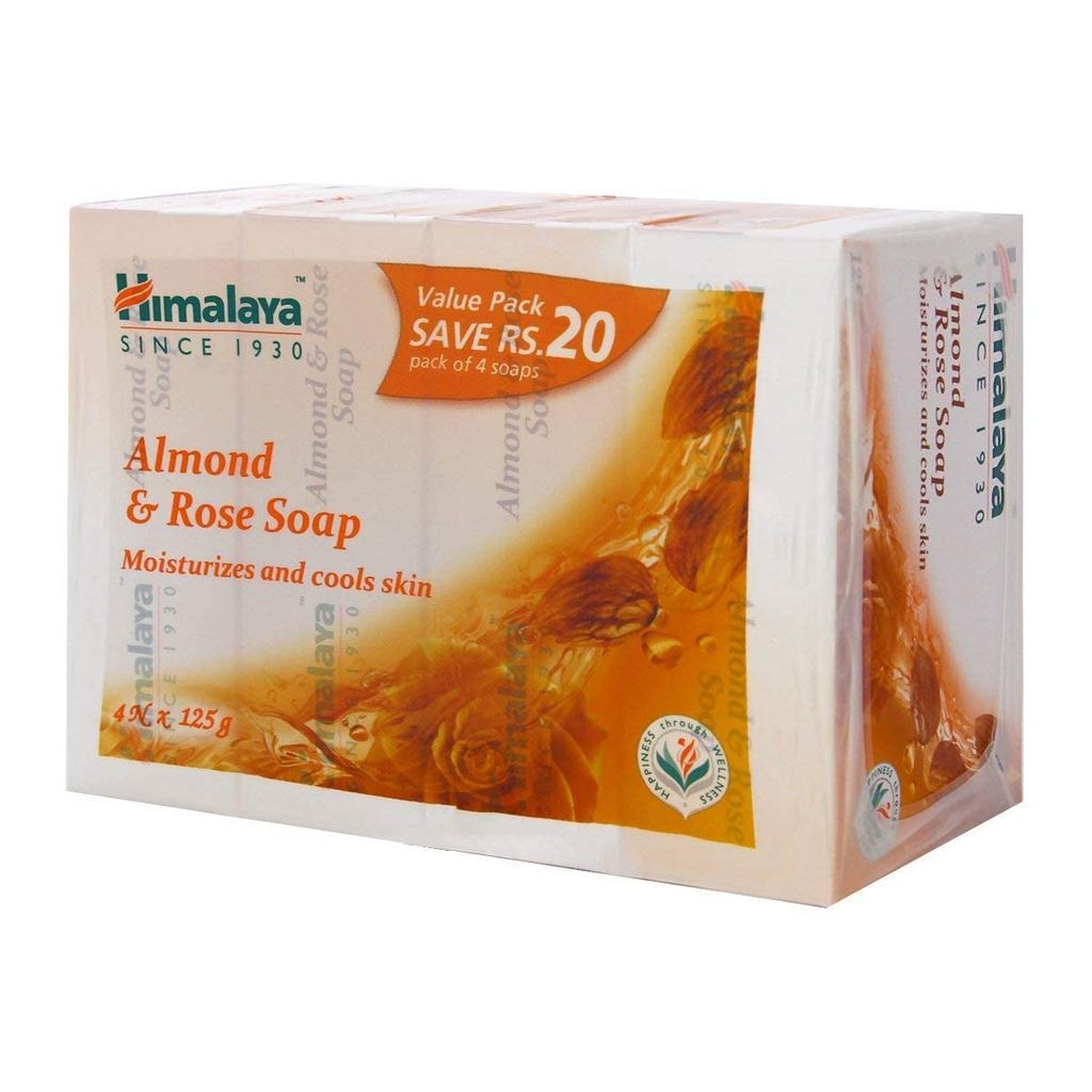 Himalaya Herbals Almond Rose Soap For Soft Skin 125g Pack Of 4 Moisturizing Body Cleanser For All Skin Types