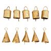 Handmade 2 Inch Antique Gold Bells, Pack of 10 Rustic Metal Ornaments for Boho Christmas Tree and Farmhouse Wall Decor