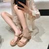 Девушка-помещица~ Летние новые элегантные ретро толстая подошва со шлепанцами Женские летние с открытым носком уличные шлепанцы