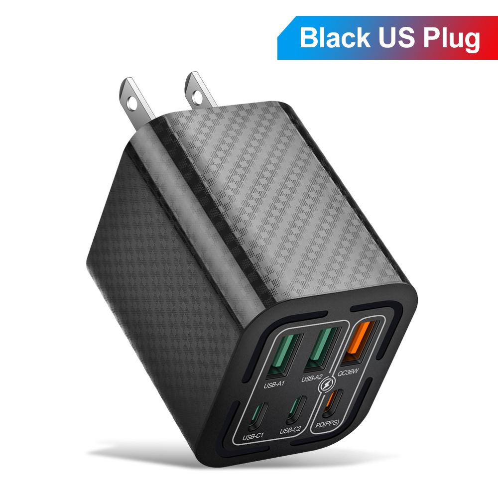 Total 100W USB Charger 6 Ports Type C Fast Charging Mobile Phone Wall Adapter EU/US Plug For iPhone 15 Samsung Xiaomi
