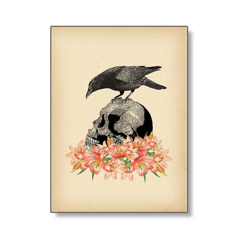 Набор картин на холсте в стиле ретро на тему медицинского образования, изображающий анатомию человека с мышечной системой, черепом и цветочными акцентами для офисного декора