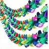 2 Pcs Tropical Birthday Wedding Party Tissue Flower Garland - 3m Long Tropical Multicolored Paper Flower Garland Banner for Hawaiian Luau Summer Decor