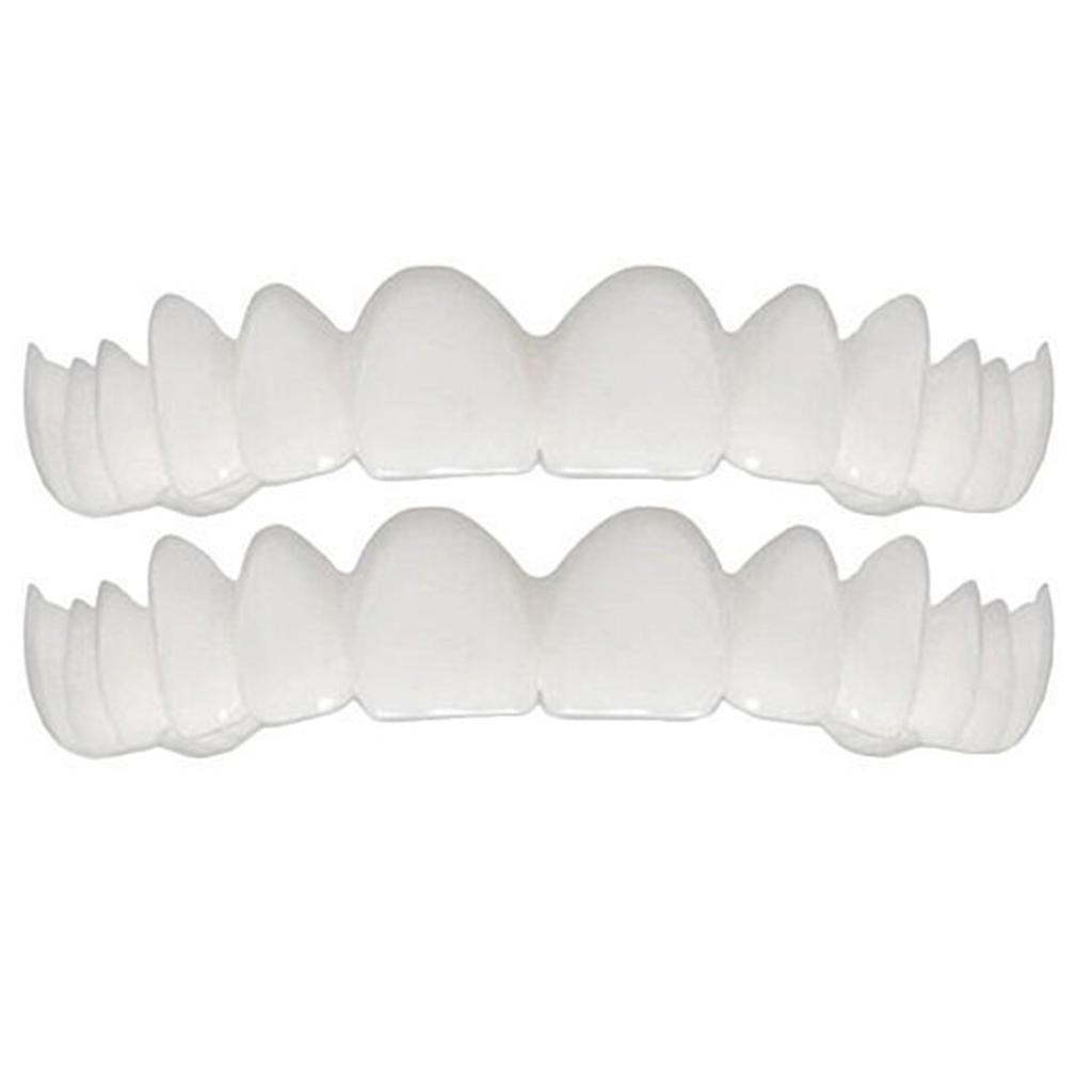 2Pcs/Set Cosmetic Teeth Comfort Fit White Fake Teeth Cover Top Veneer Denture Kit