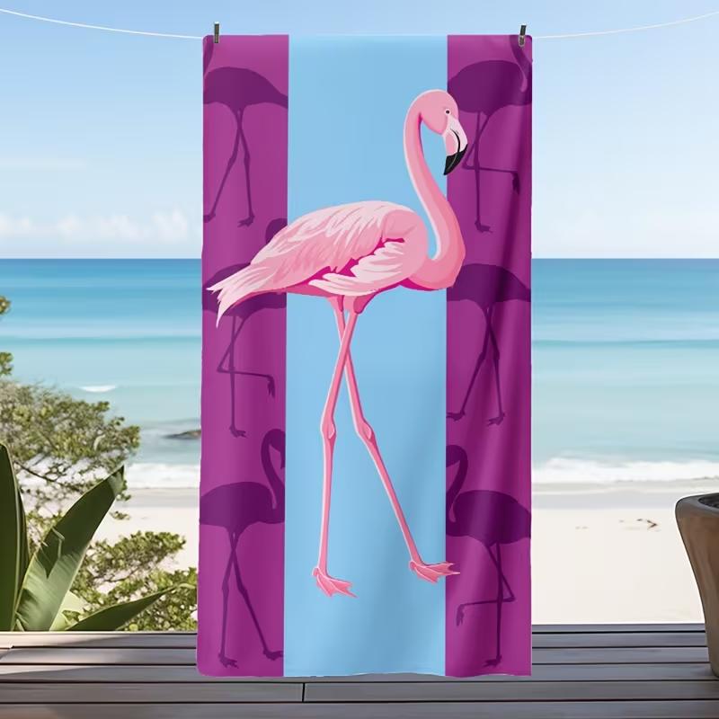 Pink Flamingo Print Beach Towel Tropical Summer Oversized Bird Beach Blanket Quick Dry Lightweight Absorbent Towel for Beach
