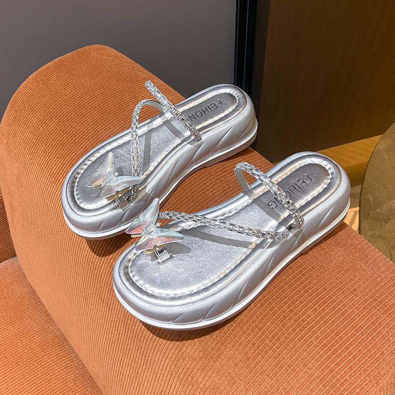 Французские однословные тапочки, женские новые швабры на толстой подошве летом 2025 года, темперамент, сандалии, фея, трендовая уличная обувь