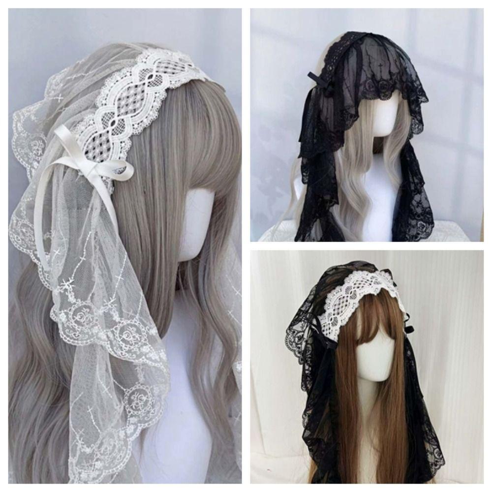 Black / White Lace Bow Hair Band Gothic Style Lolita Girls Headband Lolita Headwear Party