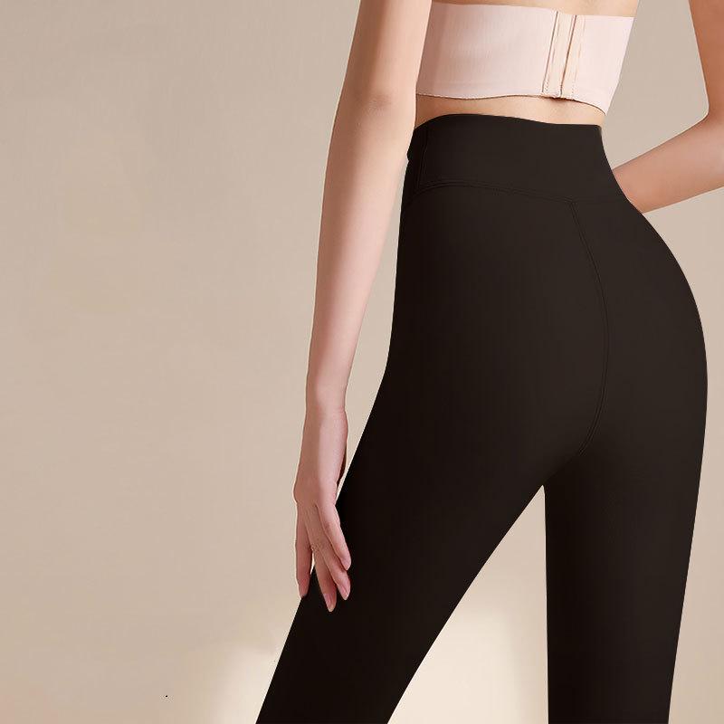 Суперплотные флисовые колготки-леггинсы с петлей на пятке телесного цвета - Женские базовые колготки для осени/зимы (400г)