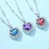 BELLA BOX Кулон в форме сердца с синим кристаллом, вечное ожерелье, ювелирные аксессуары для женщин, очаровательные свадебные и помолвочные ювелирные украшения