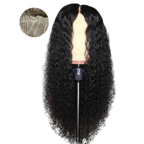 Африканские женские длинные курчавые вьющиеся парики, естественный вид, парики из высокотемпературного шелкового волоса, долговечный модный пушистый черный парик с центральным пробором, головные уборы