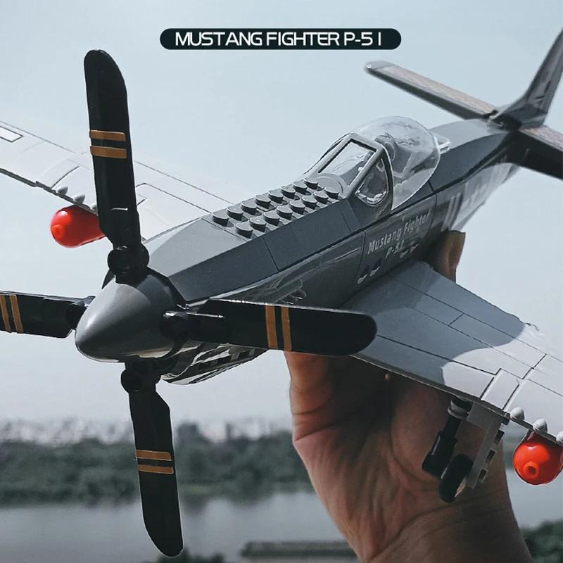 Армейский Стиль Высокое Качество США P-51 Высокое Качество Мустанг Высококачественный Истребитель Высококачественные Реактивные Самолеты Строительный Набор Высокое Качество Строительство