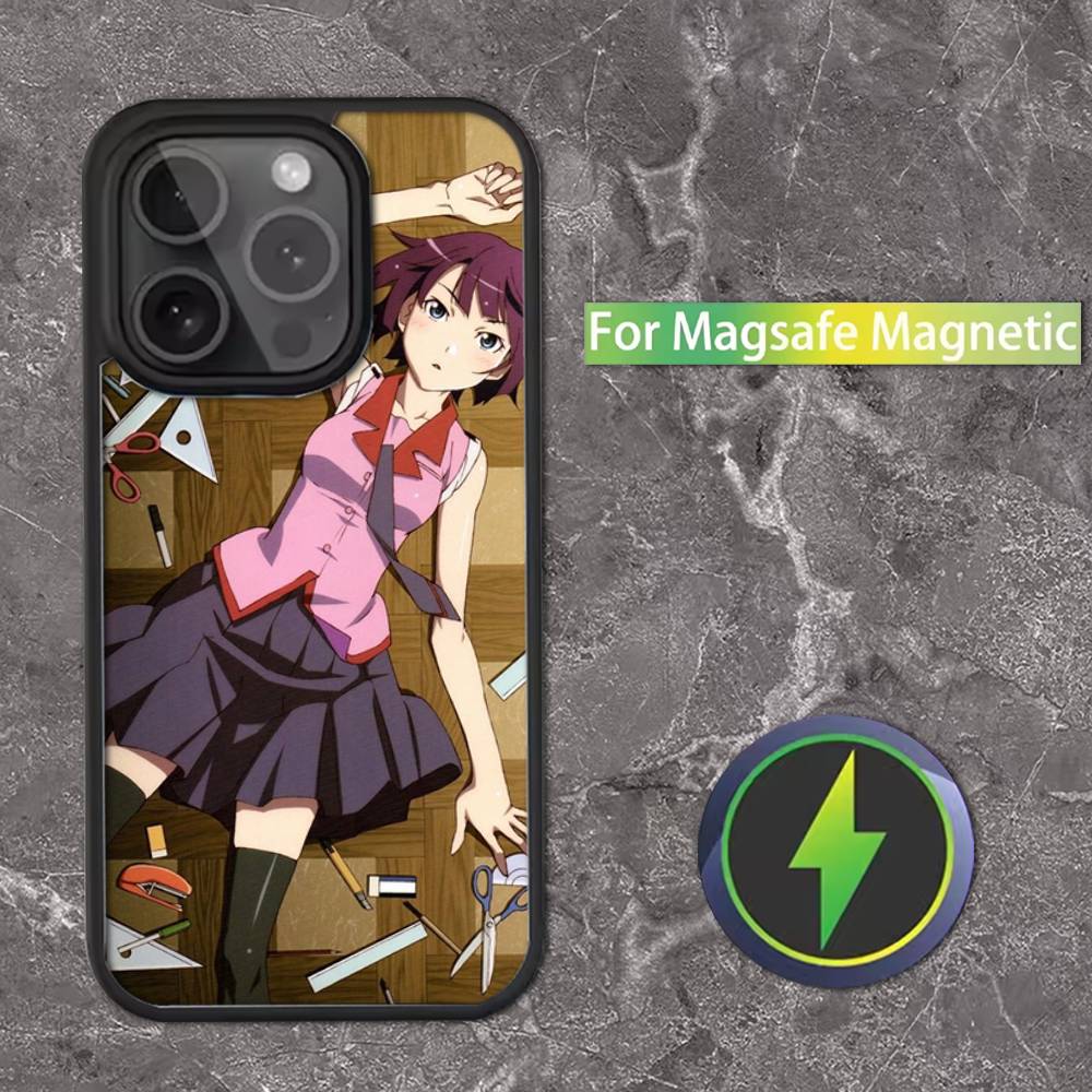 Чехол для телефона с аниме-персонажами серии Monogatari для iPhone 16, 15, 14, 13, 12, 11, Pro, Max, Plus, Mini, SE, с магнитной беспроводной зарядкой MagSafe