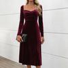 Women's Fall and Winter Party Velvet Long Dresses Gowns Split Dress