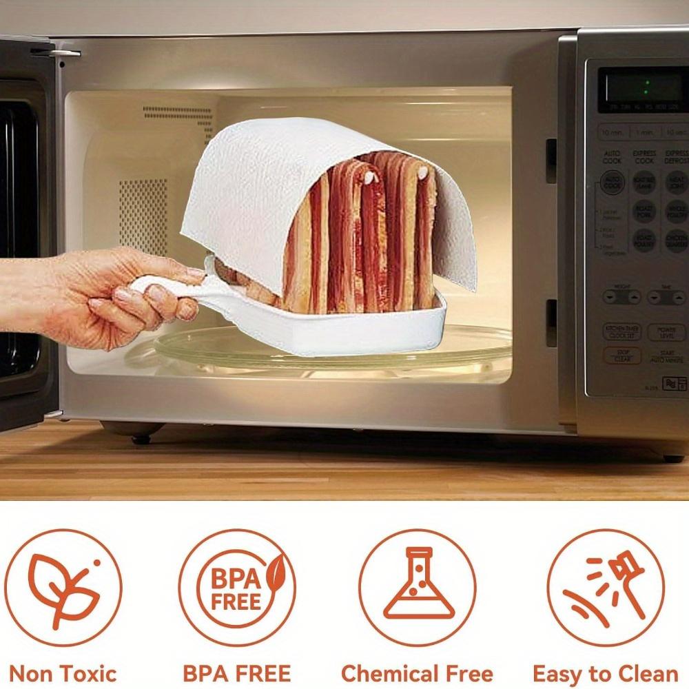 Microwave Bacon Rack, Reusable Tray, Oil Drainage, Healthier Crispy Bacon Cooker for Home, Outdoor, Commercial Use