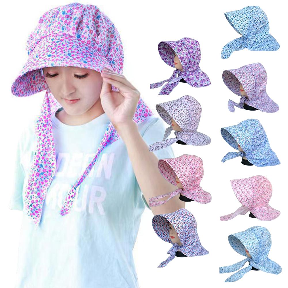 Floral Print Tea Picking Cap Quick Drying Headscarf Hat Sun Hat  for Women Spring and Summer