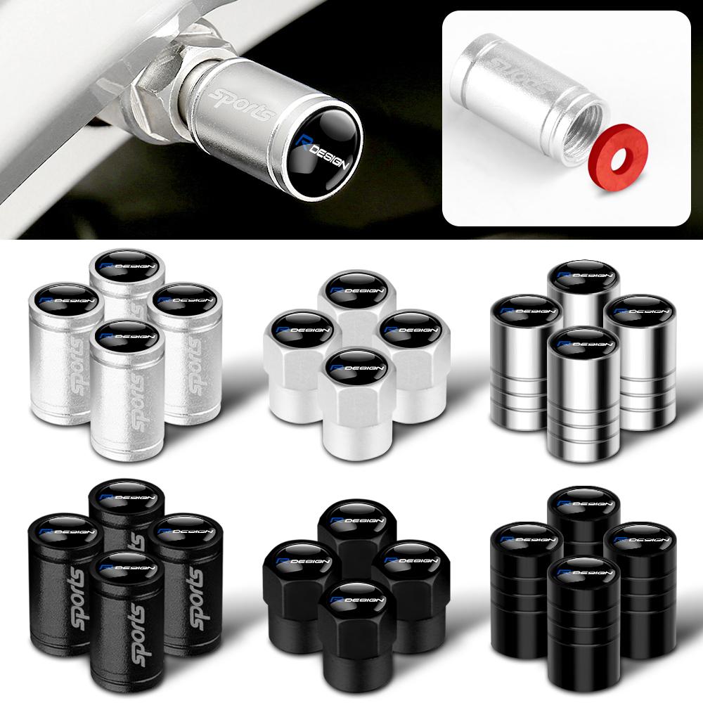4Pcs Aluminum Alloy Car Wheel Tire Valve Caps Stem Cover For Volvo Rdesign XC60 XC90 XC40 V50 V60 V40 EX30 S60 C30 V70 S90 AWD