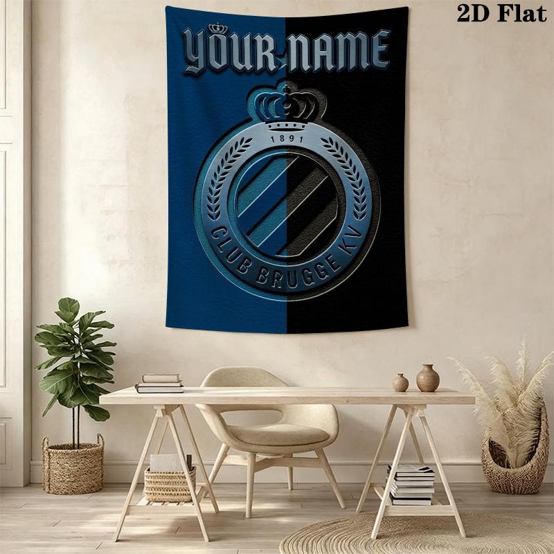 Custom Name Club Brugge Kv Wall Tapestry Aesthetic Wall Hanging Printed Fabric Blanket Decorative Tapestries for Bedroom Living Room Home Decor