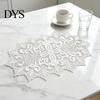 Decorative Table Covers for Weddings White Lace Doily, Elegant Retro Placemat, Embroidered Small Round Placemats Jewelry Trays Mat, Rectangular