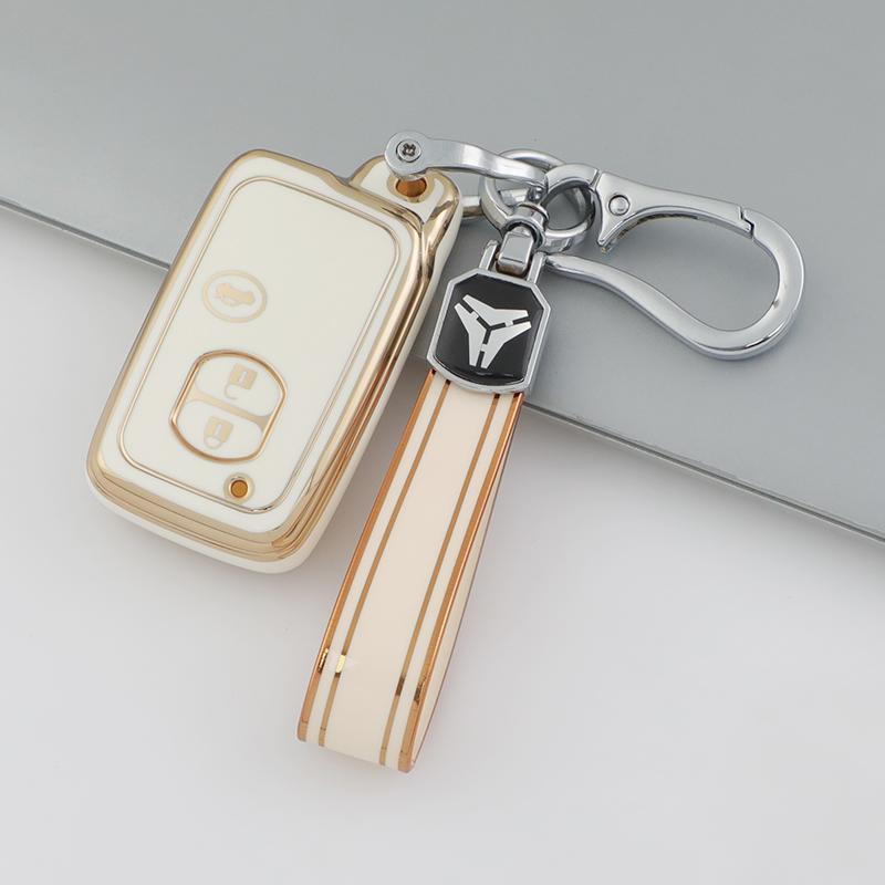 Premium Soft TPU Car Key Case Cover Shell for Toyota camry LAND CRUISER Prado REIZ Key Rings Keychain Bag Factory Direct