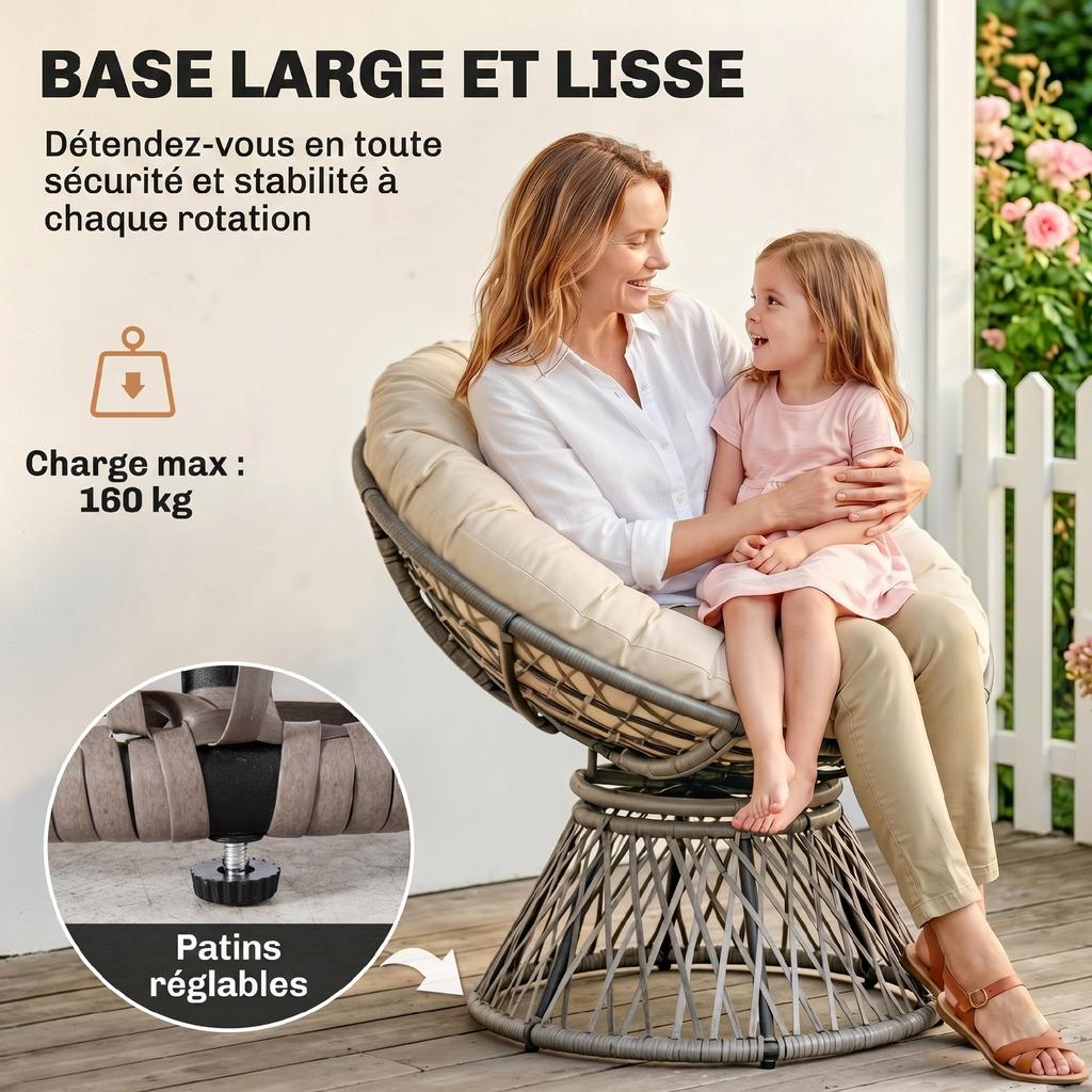 Round Garden Chair Papasan Swivel Chair 97 X 90H Cm Large Cushion Provided Polyester Wicker