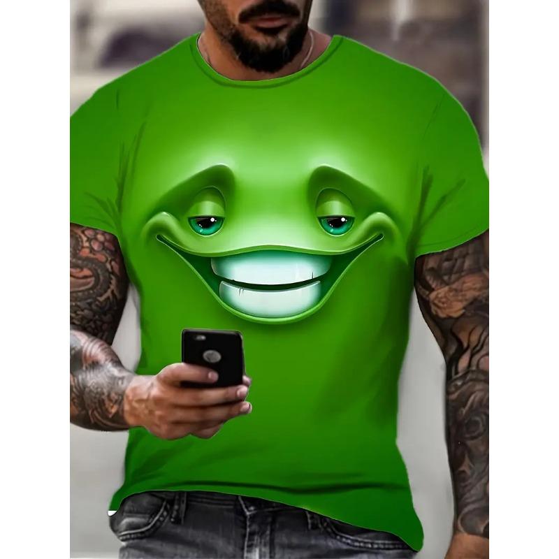 Летний круглый вырез с 3D забавными мультяшными узорами, модные повседневные футболки с короткими рукавами для мужчин