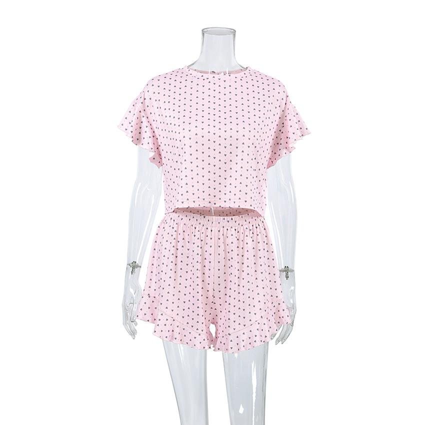 Шорты с короткими рукавами и оборками Spring Love. Пижамы. Два комплекта удобной и мягкой женской домашней одежды.