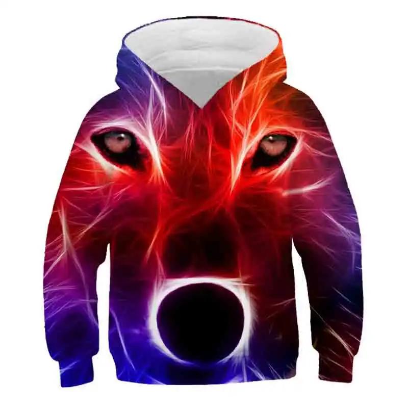 Wolf Animals 3D Hoodies Kids Streetwear Girls Boys Printed Children Sweatshirts Long Sleeve Autumn Winter Clothes