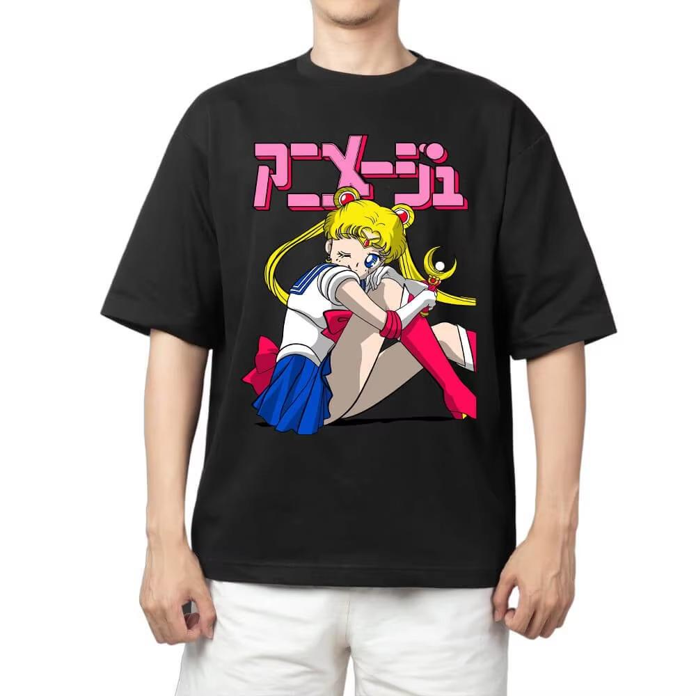 Hot Sale Sailor Moon Anime Graphic T Shirts Men Women Hip Hop Oversized T-shirt Print Crew Neck Short Sleeve Lightweight Casual T Shirt